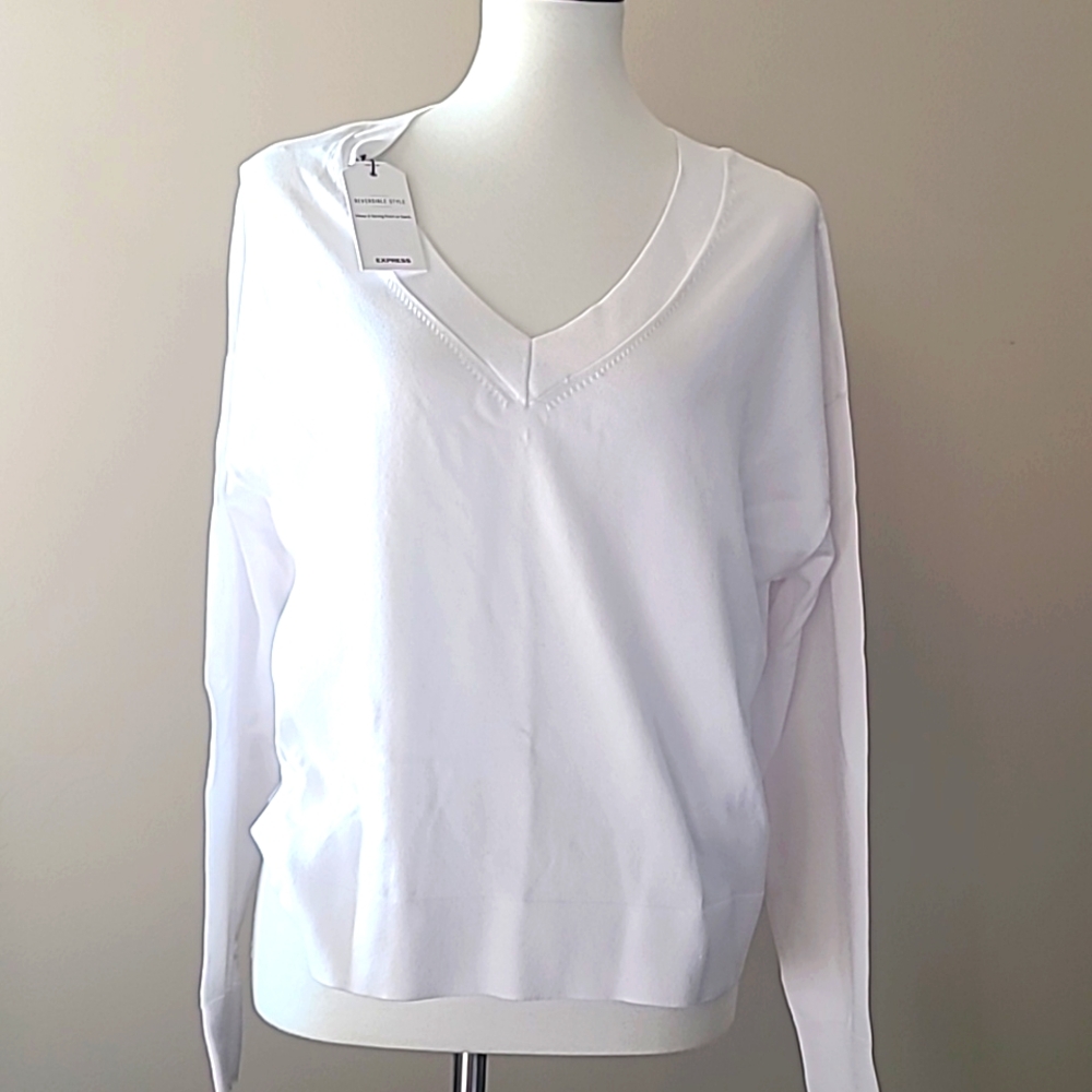 Express Reversible White Sweater, SZ MED never worn